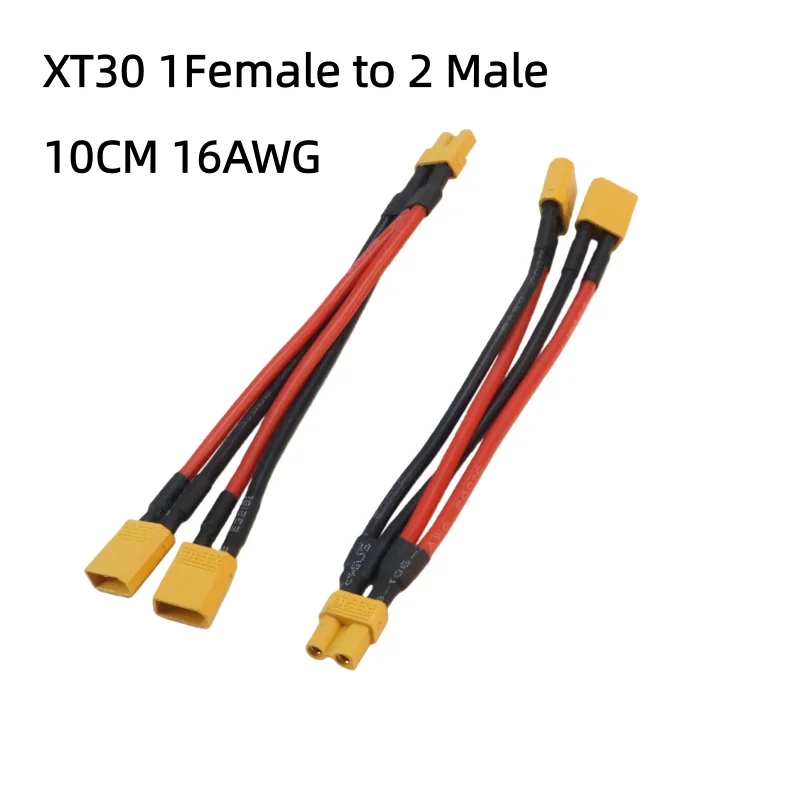 XT30 Female / Male XT-30 Parallel Cable Wire Y Lead 1M2F 1F2M 16AWG 10CM Battery Charger Cable for Rc Drone Car Battery