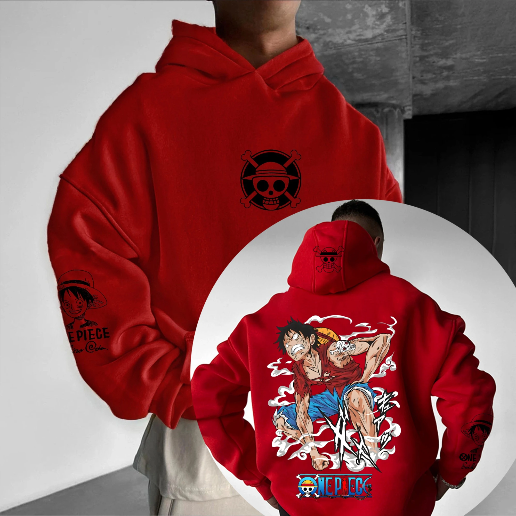 ONE PIECE Autumn and Winter Japanese Hot Blood Animation Classic Character Hoodie Men's and  Women's  Casual and Comfortable TOP