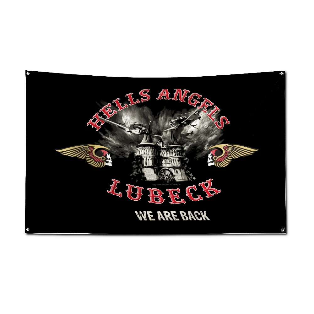 2024 H-Hells Angels MC Flag Polyester Printed Racing Motorcycle Banner For Decor