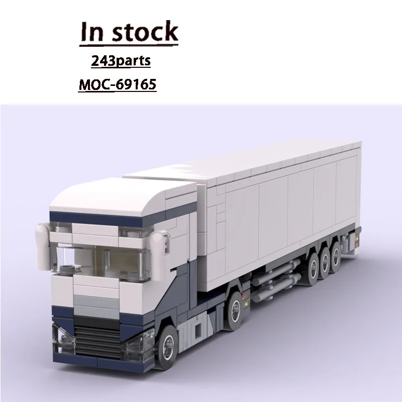 MOC-69165 Classic New Container Cargo Refrigerated Trailer Brick Model 243 Parts Creative Boys' Children's Birthday Toy Gift