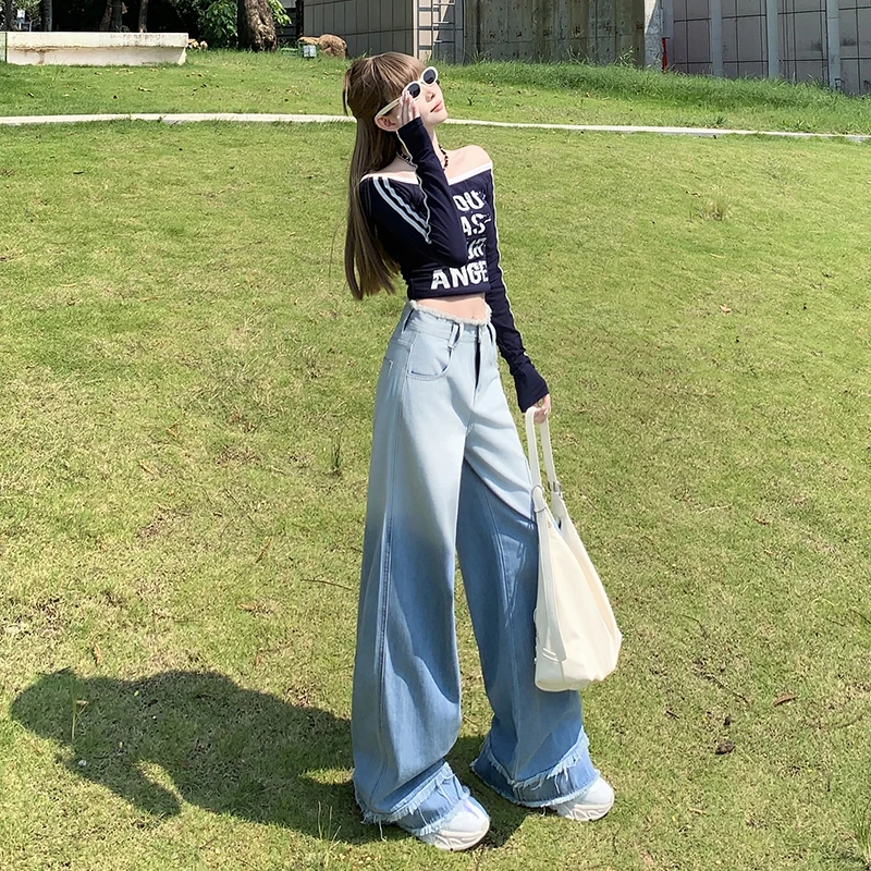 

Original High Waist Women's Colombian Jean Y2k Pants for Woman High-waist Jeans Wide Legs Leggings Straight Tube Cowgirls Jorts