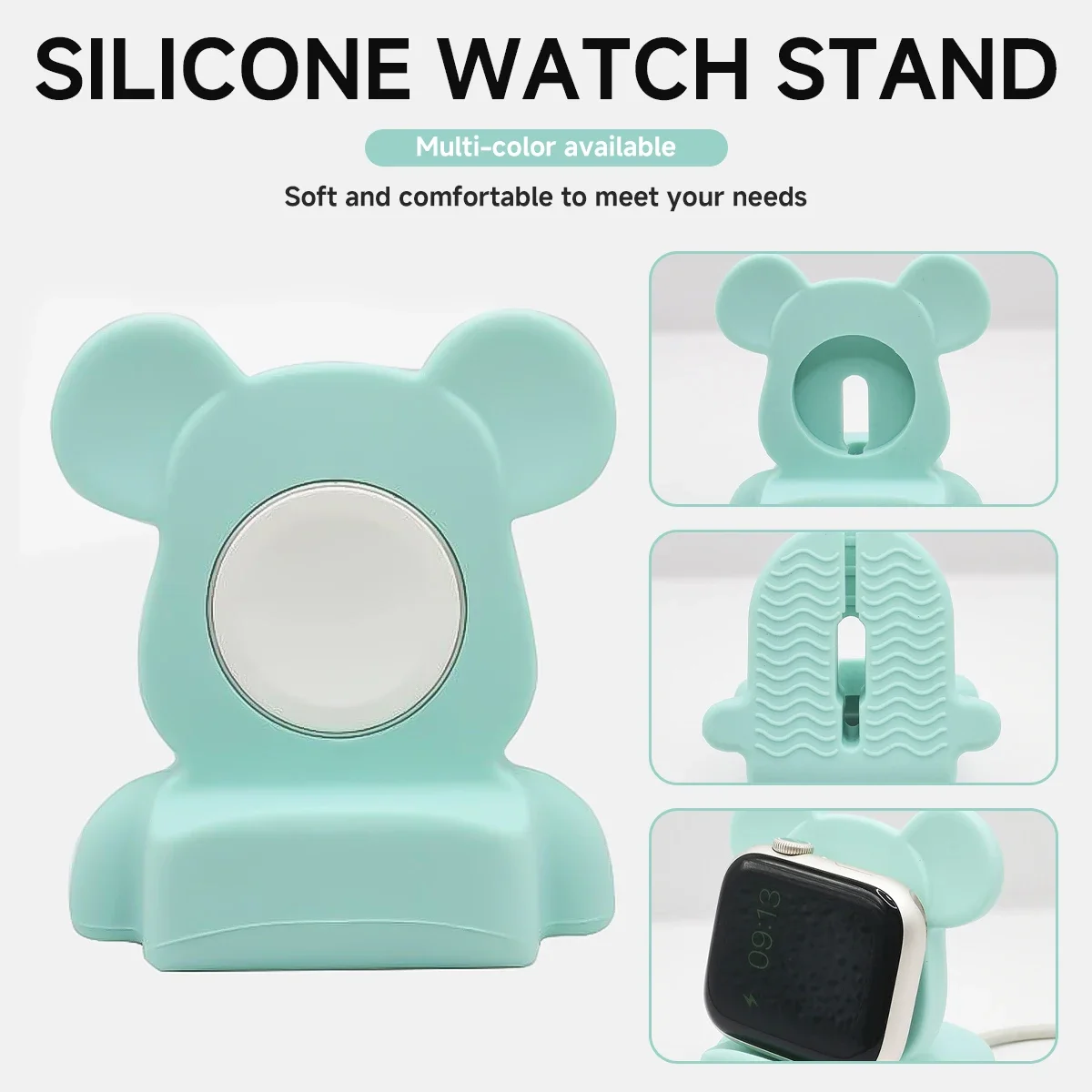 Desktop stand for Apple Watch Series 9 8 7 6 SE 5 and 4 iWatch silicone charger 45mm 44mm 42mm 41mm 40mm Watch charging stand