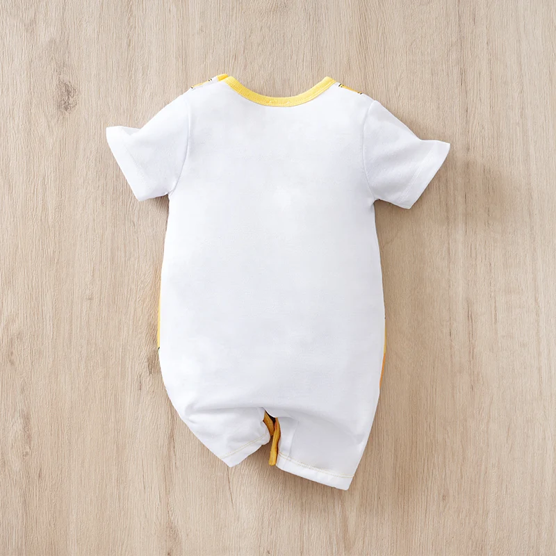 Newborn Baby Clothes yellow Animal print Jumpsuit Summer Short Sleeve Romper 0-12 months Infant Toddler Pajamas One Piece Outfit