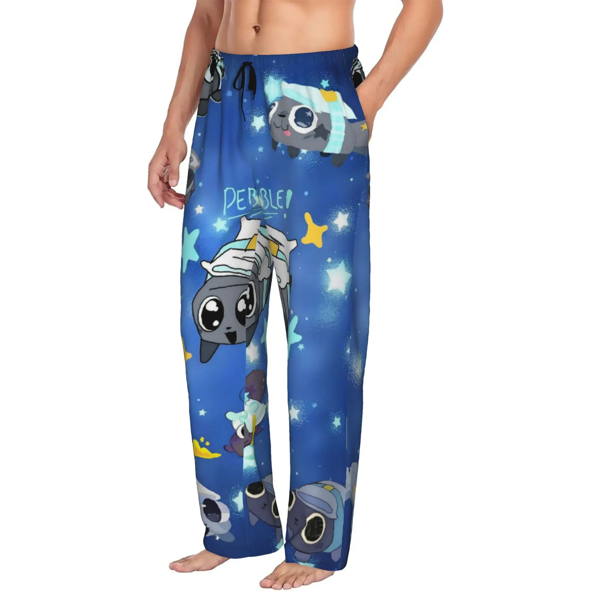 Custom Print Dandys World Pebble Pajama Pants for Men Game Anime Sleep Sleepwear Bottoms with Pockets