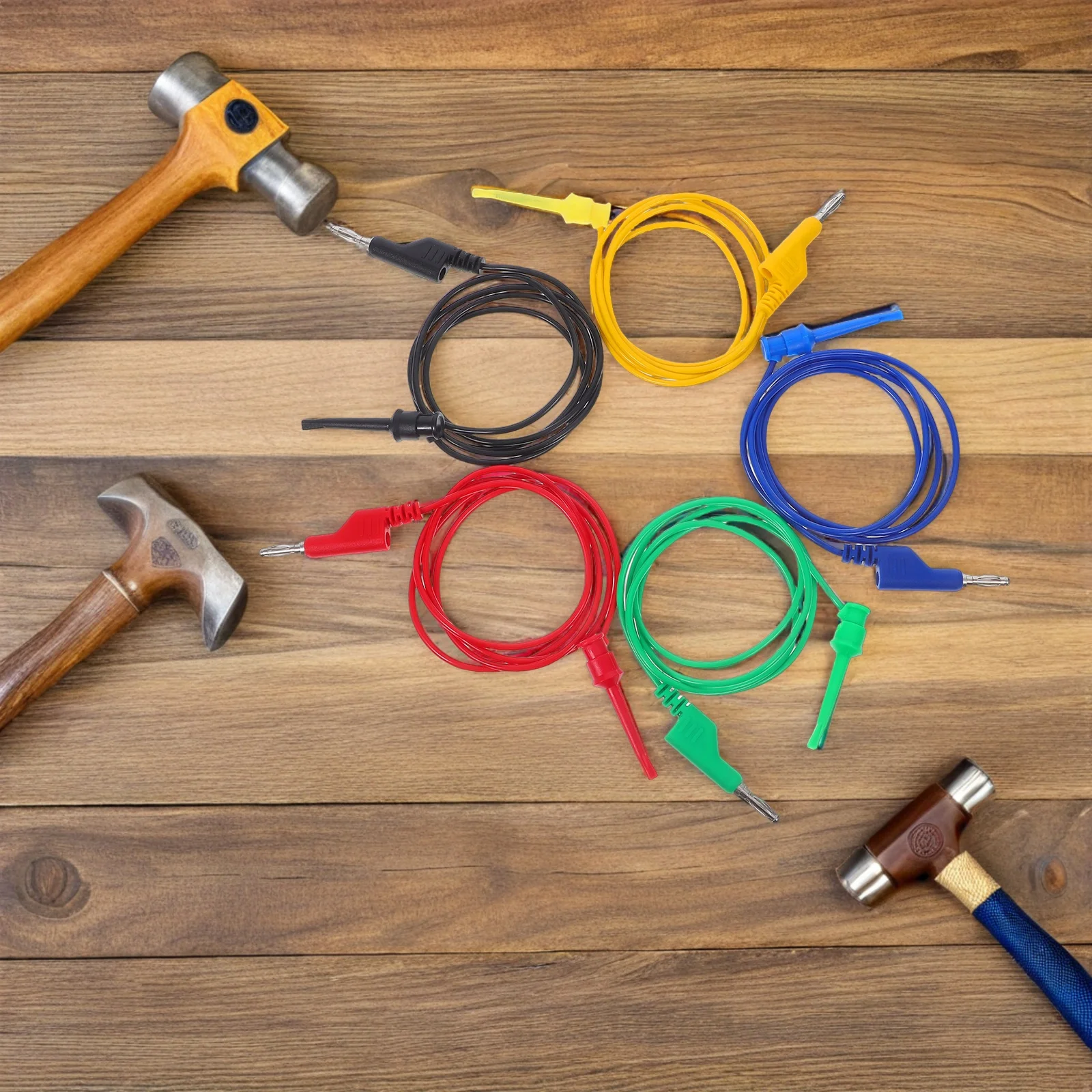 

5pcs Test Leads Banana Plug To Hook Clip Wire Cable For Multimeter Automotive Diagnostic Testing Tools Electrical Test Lead