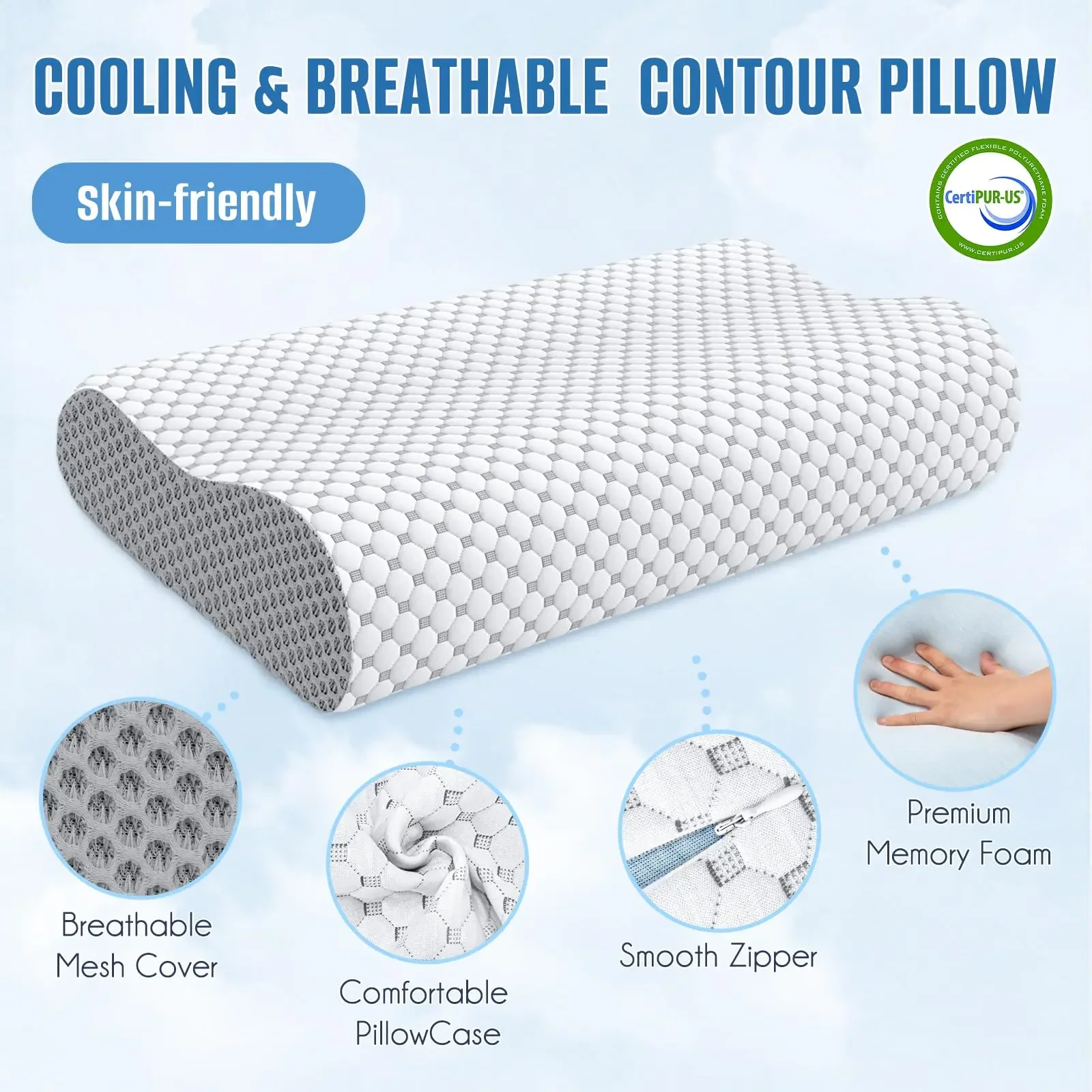 

Cervical Pillow Neck And Shoulder Pain Relief Contour Bed Pillow Slow Rebound Memory Pillow Side Sleep Breathable Neck Pillow