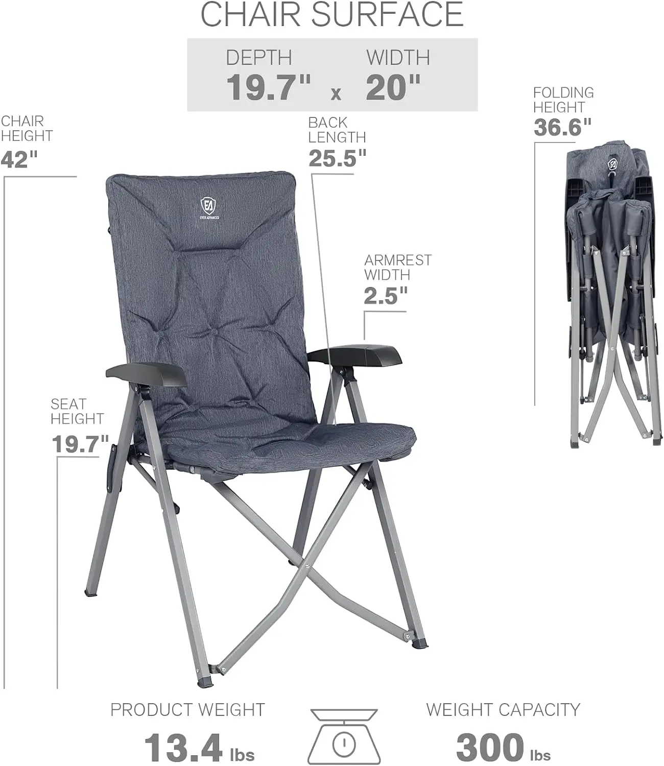 Folding Camping Recliner Chair Fully Padded with Adjustable High Back Support Portable for Adults Patio Reclining