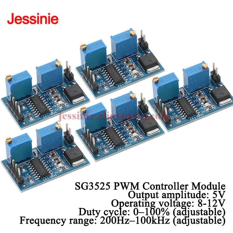 5pcs/1pc SG3525 PWM Controller Module Adjustable Frequency  Duty Cycle Waveform Generator Drive Board 200HZ~100kHz 0~100%