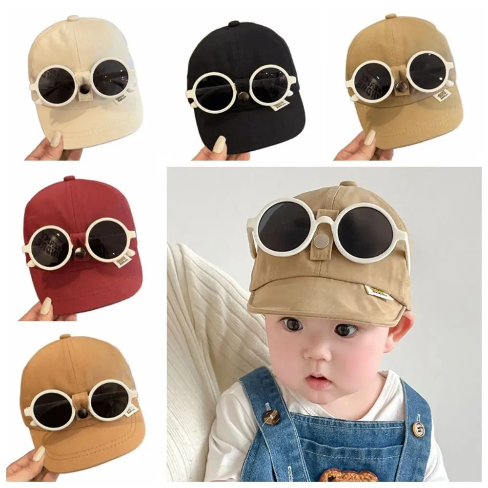

Детская бейсбольная шляпа с короткими полями, солнцезащитная шляпа в корейском стиле, детская солнцезащитная шляпа, однотонные съемные солнцезащитные очки, фуражка для девочек, уличная кепка