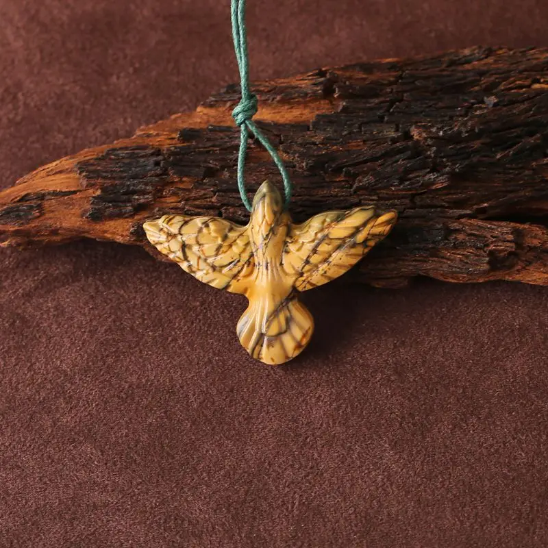 

Natural Multi-Color Picasso Jasper Bead, Handcarved Eagle Shape, Fashion Accessories, Semiprecious Jewelry, 50x36x8mm, 12.5g