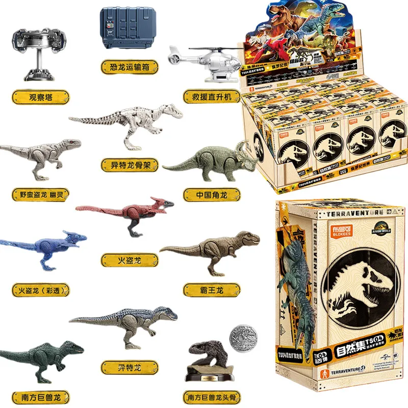 BLOKEES Jurassic World, figurines d’animaux de la série, Tyrannosaurus Rex, Giganotosaurus, figurines d’anime, boîte surprise, jouets à assembler, modèle, cadeaux d’anniversaire.