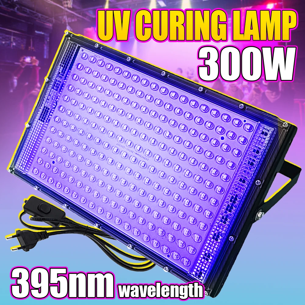 50/100/200/300/400W 395nm LED UV Floodlight 220V Stage Light Waterproof Blacklight for Disco Party Stage Backlighting