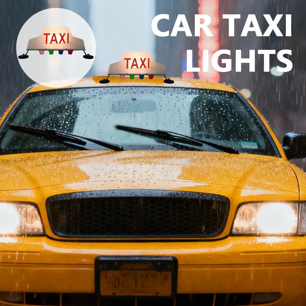 

New 12V DC Roof Waterproof Top Sign Cab Lamp Light Strong Signal TAXI Lamp Roof Color Sign Universal 21W Magnetic LED Light C7Z0