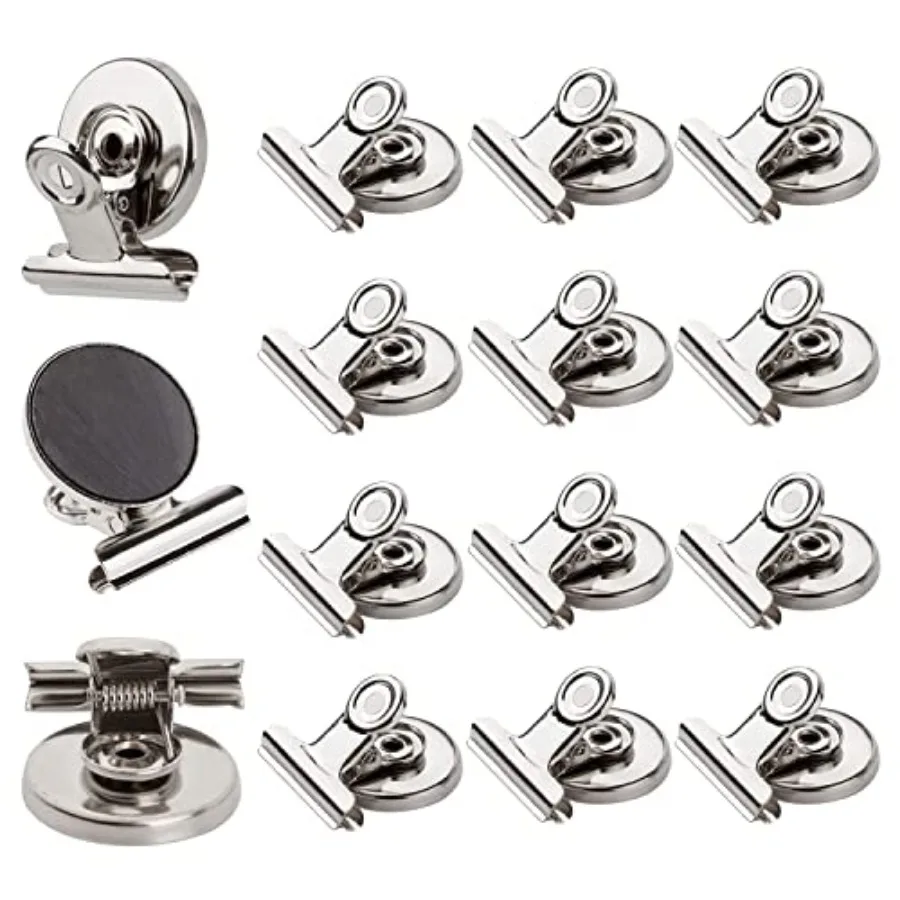 

Strong Magnetic Clips - Heavy Duty Refrigerator Magnet Clips - 31mm Wide 12Pack Scratch Safe - Clip Magnets Best for House Offi