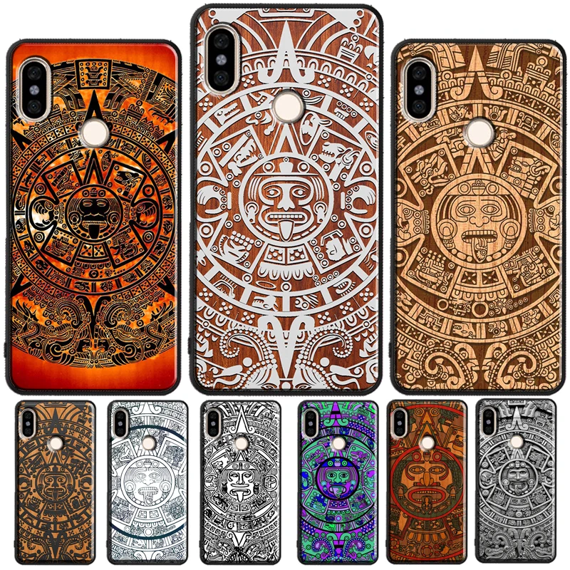 Mayan Calendar Wood Pattern For Redmi Note 11 Pro Phone Case For Redmi Note 10 Pro 7 8 9 Pro 10S 9S Redmi 10 9A 9T 9C