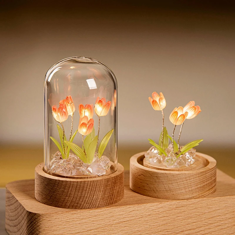 Tulip Night Light fatto a mano materiale fai da te Tulip Girl Living Room Night Light lampada da tavolo romantica lampada ambientale viola