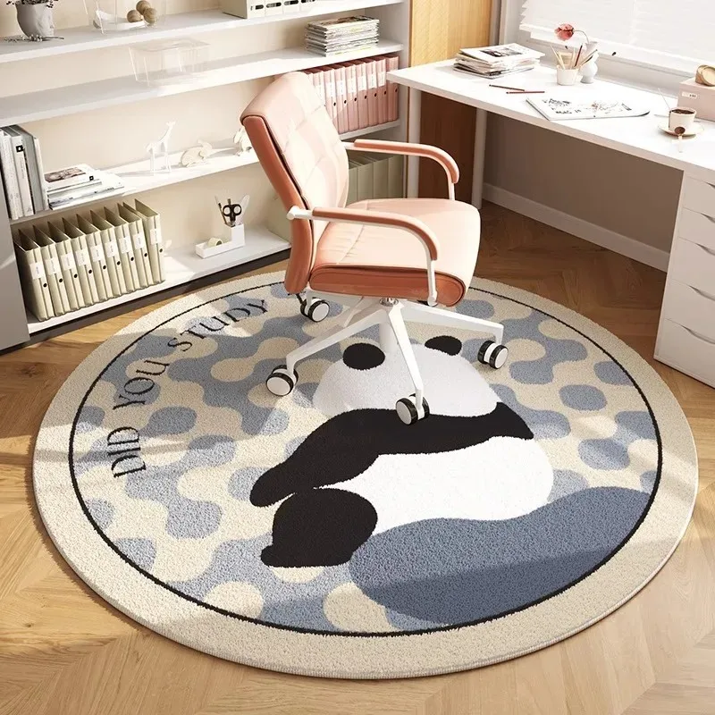 Lovely Panda Decorative Floor Mat For Home Office Indoor Blue Polka Dot Text Pattern Cute Animal Theme Stylish Home Decor