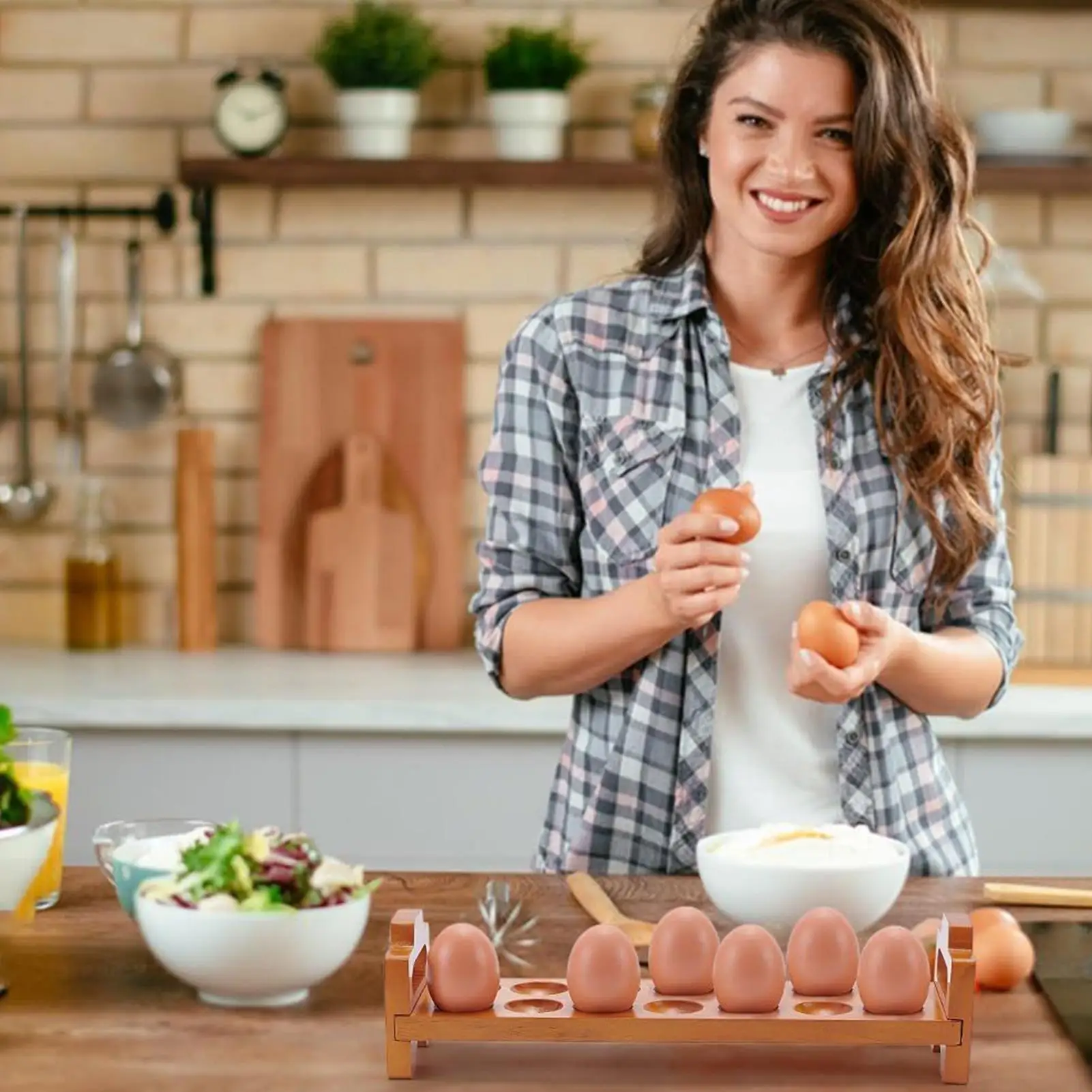 

Держатель для яиц, 14 слотов, штабелируемая подставка-органайзер, деревянная стойка для хранения яиц для автофургона, пикника, кухни, квартиры, ресторана, общежития