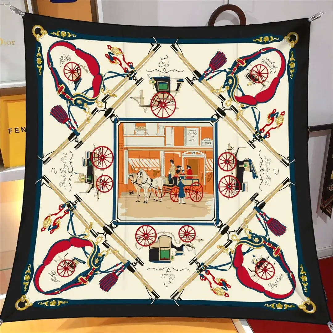 90*90cm moda lenço de alta qualidade nova impressão bandana xale verão protetor solar quadrado headcloth feminino verão protetor solar lenço de seda