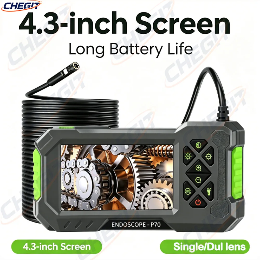

4.3'' Industrial Endoscope Camera Dual single lens 1080P HD Rigid Cable Waterproof Borescope Camera Split Design Check Car Sewer