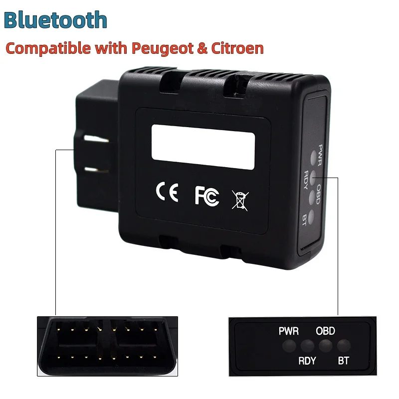 Bluetooth OBD2 Diagnostic Scanner Tool Compatible with Peugeot Citroen Full System ECU Coding Programming OBD Car Fault Detector