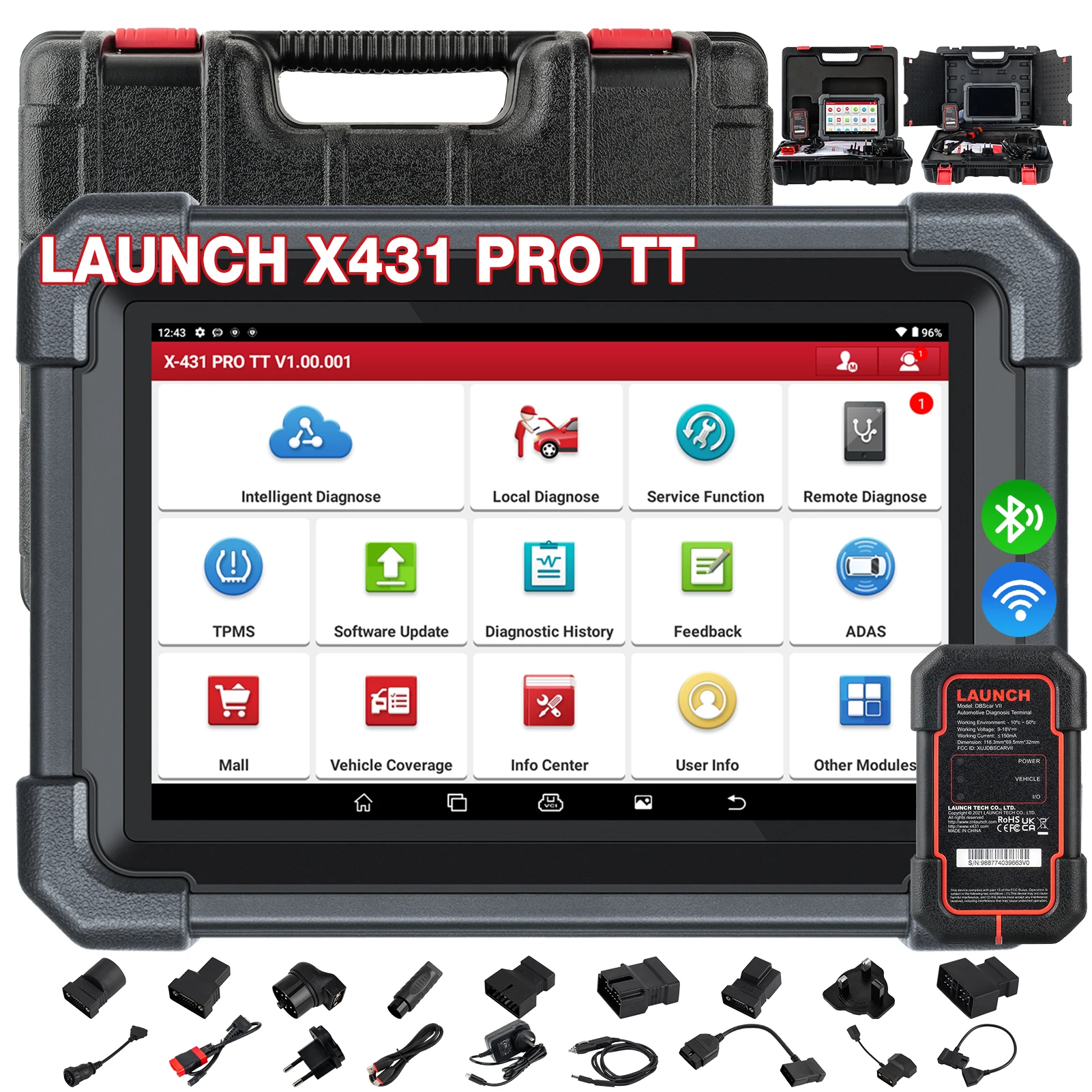 8 inch LAUNCH X431 PRO TT Online ECU-codering Nederlands autodiagnoseapparaat 37+ Reset Bi-directionele CANFD DOIP DBSCar VII TPMS ADAS Vrachtwagen uitbreiden