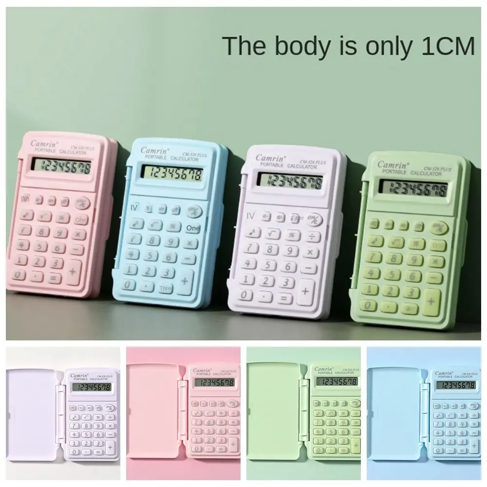 8 Digits Mini Flip Calculator Lightweight Smart Stay Mini Scientific Calculator Portable Candy Color Learning Tools