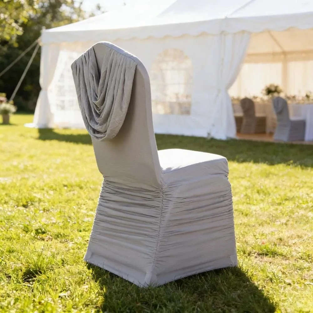 

Wedding Chair Cover Wrinkled Spandex Stretch Slipcover with Back Drape for Restaurant Banquet Hotel Dining Party Чехлы На