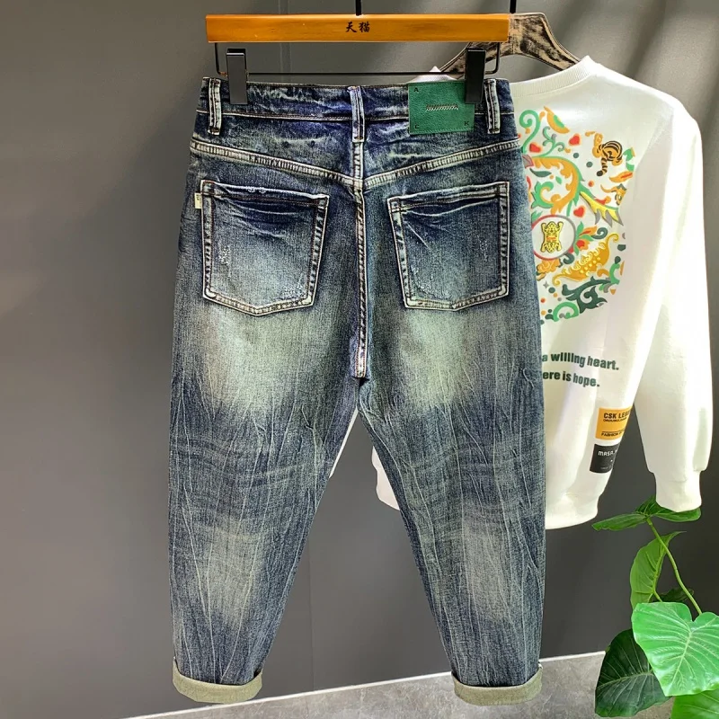 Men's High Street Retro Washed 2024 Jeans Spring and Autumn Street Fashion Loose Elastic High end Versatile Casual Men's Pants