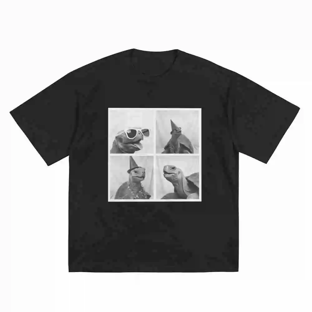Funny Tortoise Photobooth Animal Selfie Photo Booth Short Sleeve Tee 100% Cotton T-Shirt