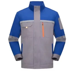 Mens Factory Work Shirt Uniform Long Sleeve Turn-down Collar Workwear Motor Mechanic Repair Workshop Two-pocket T-shirts Tops