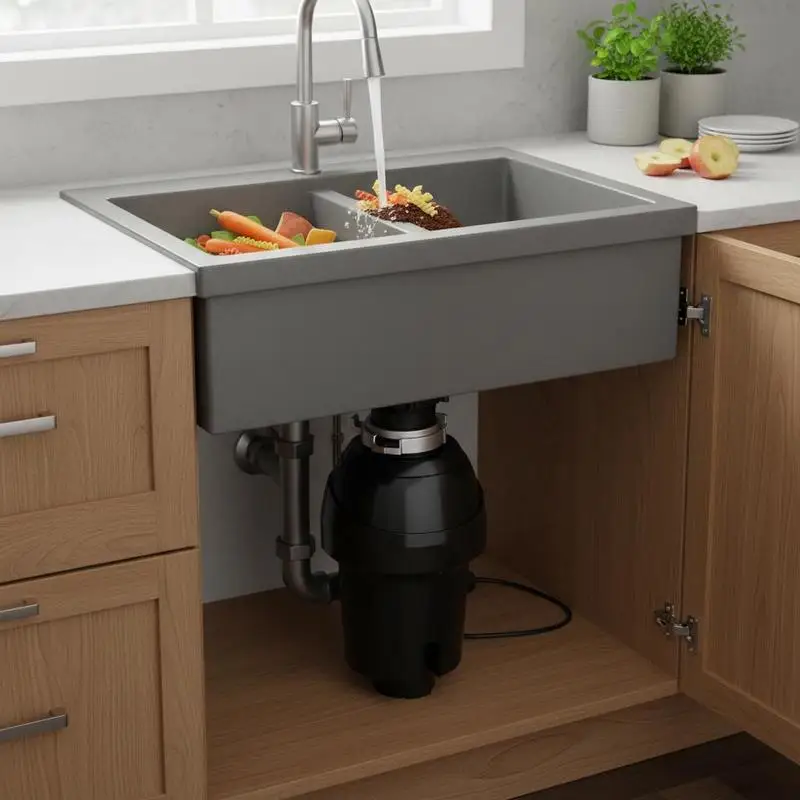 

Garbage Disposal, 1HP 3270RPM Continuous Feed Food Waste Disposer, EZ Connect Food Waste Grinding System with Sound Reduction, Power Cord & Splash Guard for Kitchen Sinks