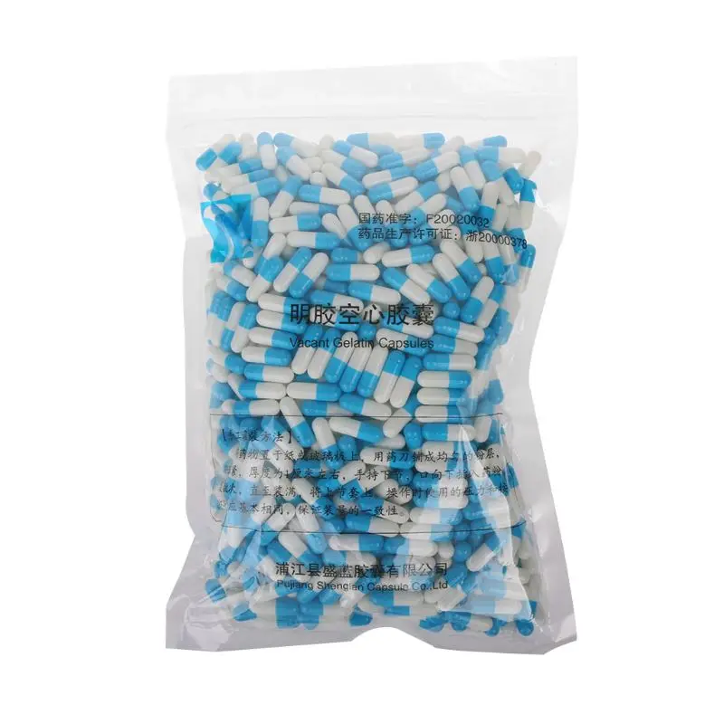 1000 Count Size 0# Empty Gelatin Capsules Fillable for Pill Capsules Empty Gel C Dropship