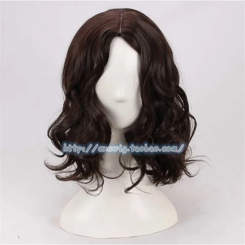 New Halloween Party Cosplay Sir Anduin Lothar Costume Wig Cosplay Jesus Dark Brown Wavy Wig Synthetic Hair Wig for Men   Wig Cap