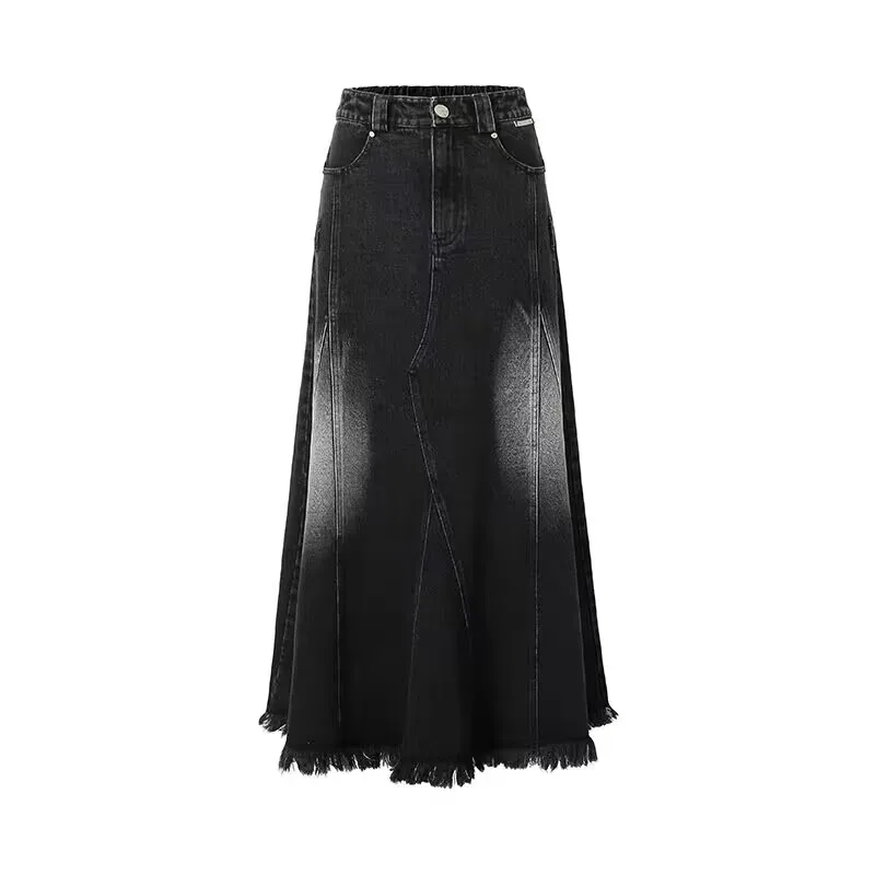 

Extra Large Size Women's Denim f Skirt Dyed Waed Medium Length Spring Autumn Season Faion Water Waed Skirts