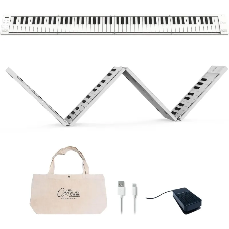 

Carry-on Folding Piano 88 Touch, Portable and Full-Sized with 128 Voices,USB & Bluetooth MIDI Connectivity,Travel Piano Keyboard