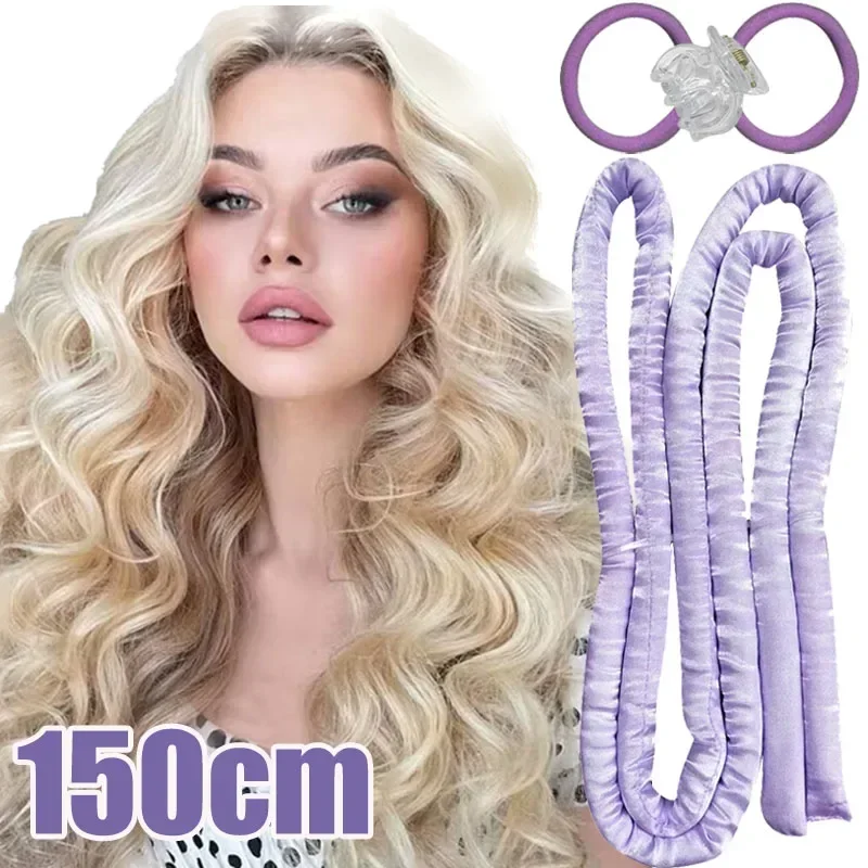 1pc Lengthening Heatless Hair Curlers Rollers Lazy Curling Rod Headband Sleep Soft Silk Curls Ties Perm Rods Hair Styling Tools