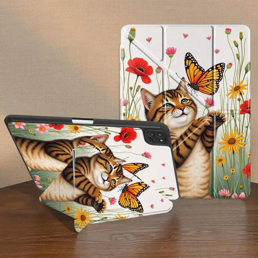 

Tablet Case For iPad Pro 11th 10th 9th 8th 7th 12.9inch Pro 2025 Mini 6 7 Air 4 5 M3 M2 1 2 M4 11inch Holder Cover Cat Butterfly