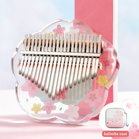 Hluru 17 key Acrylic Kalimba 21 key Thumb Piano Glow-in-Dark Finger Piano Transparent Mbira Gift with Case for Beginners