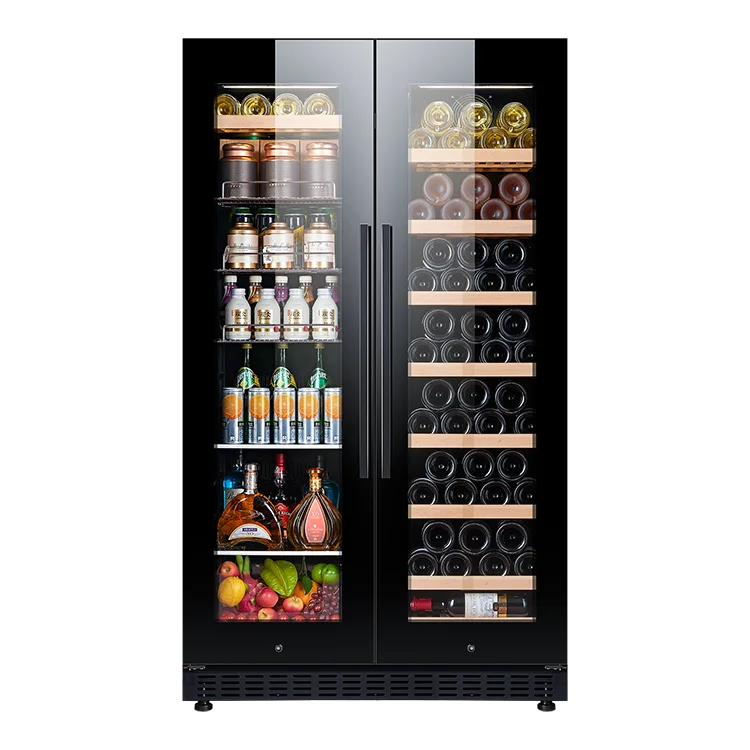 Commercial Home Refrigeration 300L Double-Compressor Cooling System Glass Door Wine Cooler Electric Power Cold Drink Display