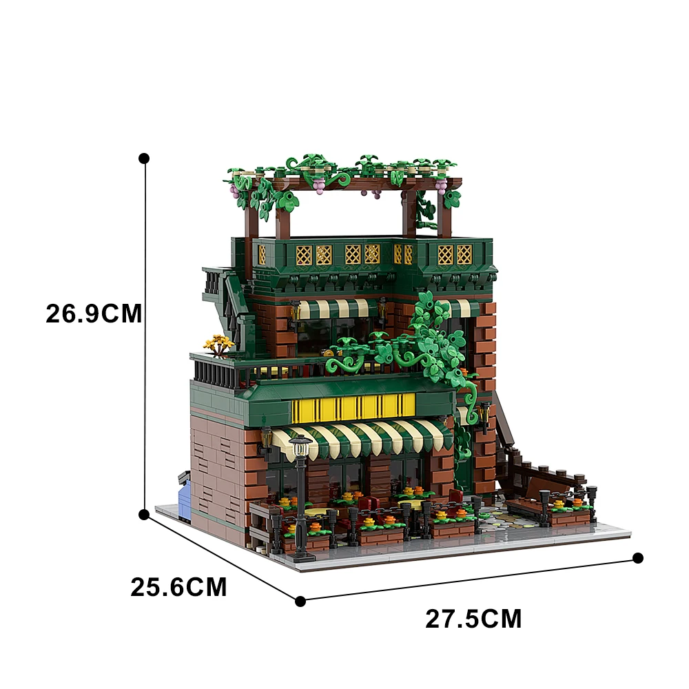 SETBRICKS MOC miejska kawiarnia kwiaciarnia z widokiem na ulicę klocki architektura DIY Model kreatywny klocki akcji zabawki dla dzieci