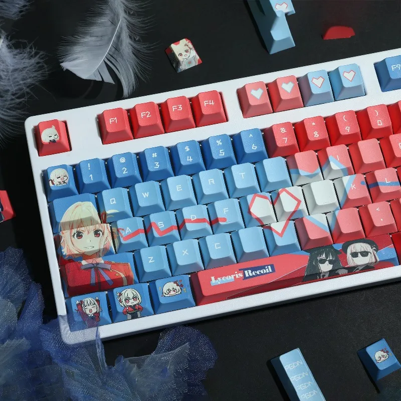 Anime lycoris recoil Theme Keycaps 120 Keys PBT Cherry Profile Keycap Custom Cartoon Key Caps for Mechanical Keyboard Gifts