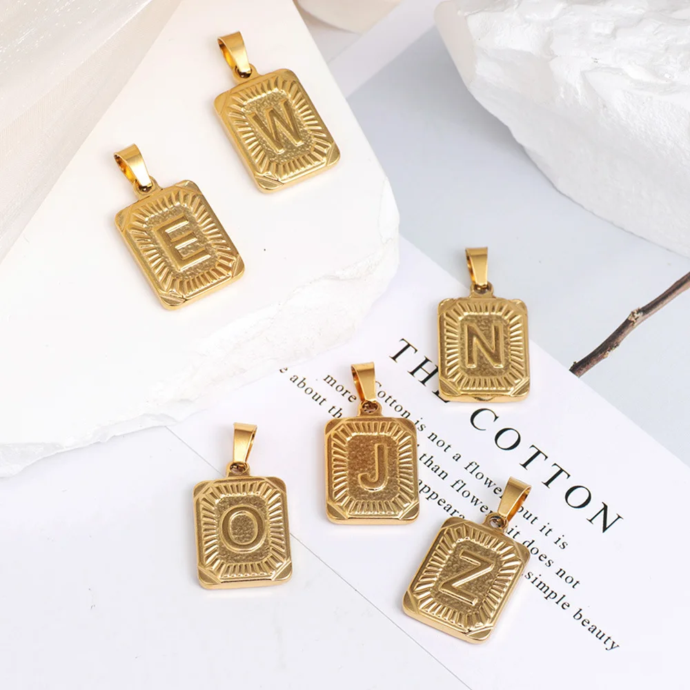 10pcs per bag Drop Shipping Factory Direct Wholesale Rectangle Initial Letter Pendant for necklace