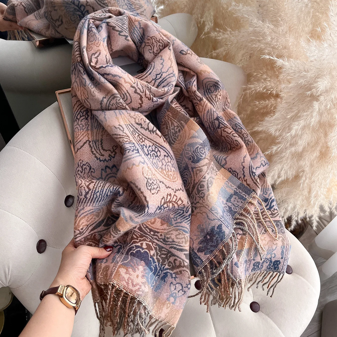 ผ้าพันคอผู้หญิง ผ้าพัชมีนา ผ้า - Winter Ethnic Fashion For Women บทวิจารณ์และราคา