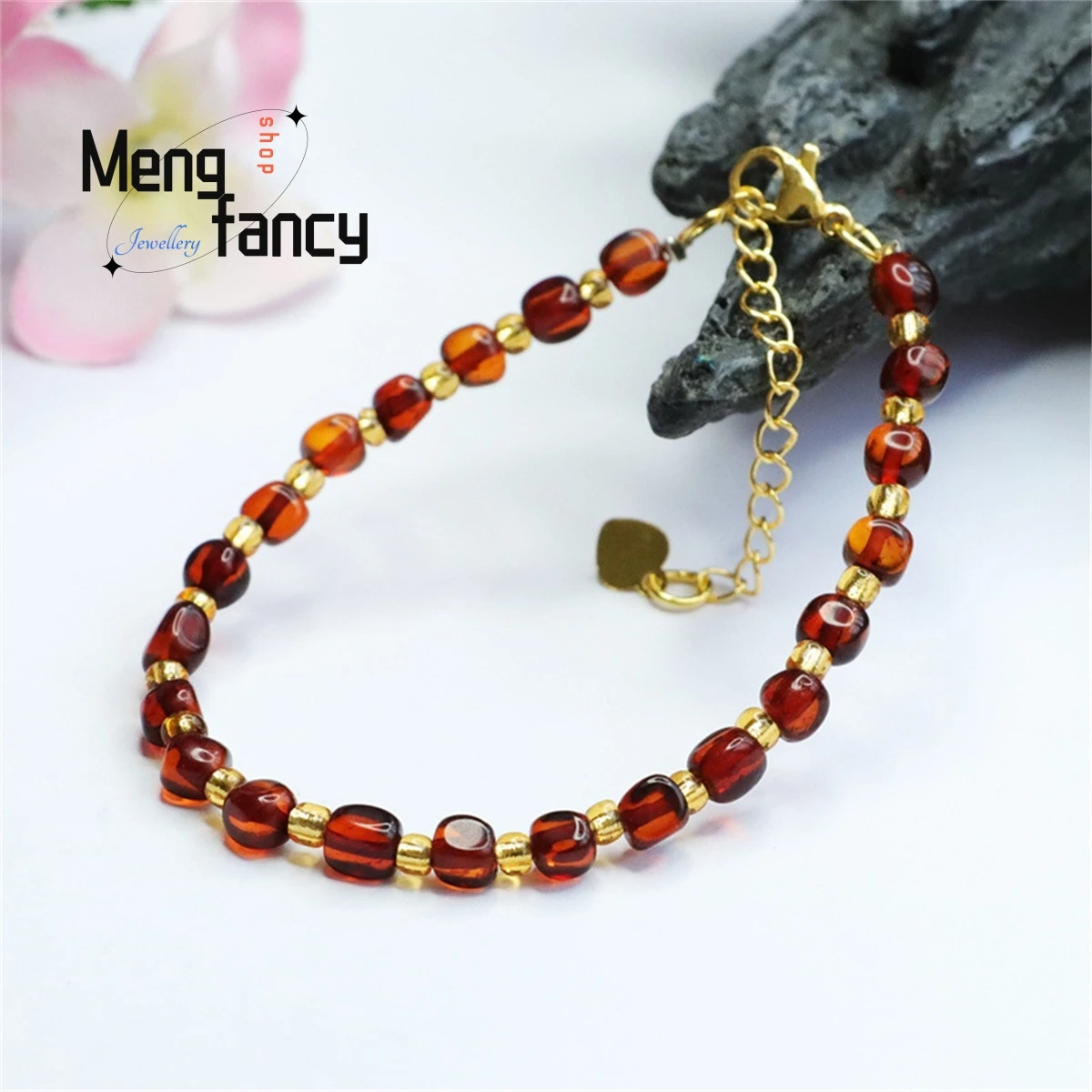 Natural Amber Water Purification Blood Pur Follow-type Bracelet Simple Exquisite Versatile Personalized Retro Women Jewelry Gift