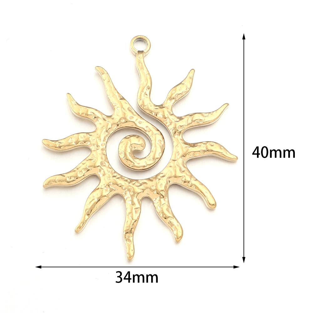 2/4 قطعة الفولاذ المقاوم للصدأ الذهب خمر كبير زهرة الشمس Charms قلادة DIY بها بنفسك القرط قلادة صنع المجوهرات اكسسوارات العثور #5