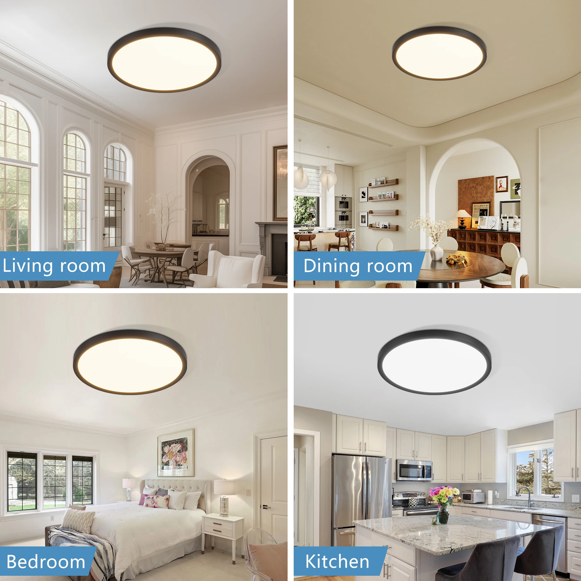 6PK 12 Inch LED Flush Mount Ceiling Light, 24W, 2880LM, 2700K-6500K 5 CCT Selectable Super Slim Low Profile Ceiling Light