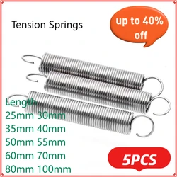 5pc Tension Spring Extension 304 Stainless Steel 1mm Small Dual Hook Wire Diameter 1.0mm OD 10mm Long L25/30/ 55/60/70/80/100mm
