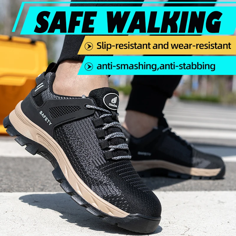 

Steel Toe Safety Shoes Men, Anti-Puncture Anti-Smash Non Slip Industrial Work Boots, Lightweight CE New Work Safety Shoes