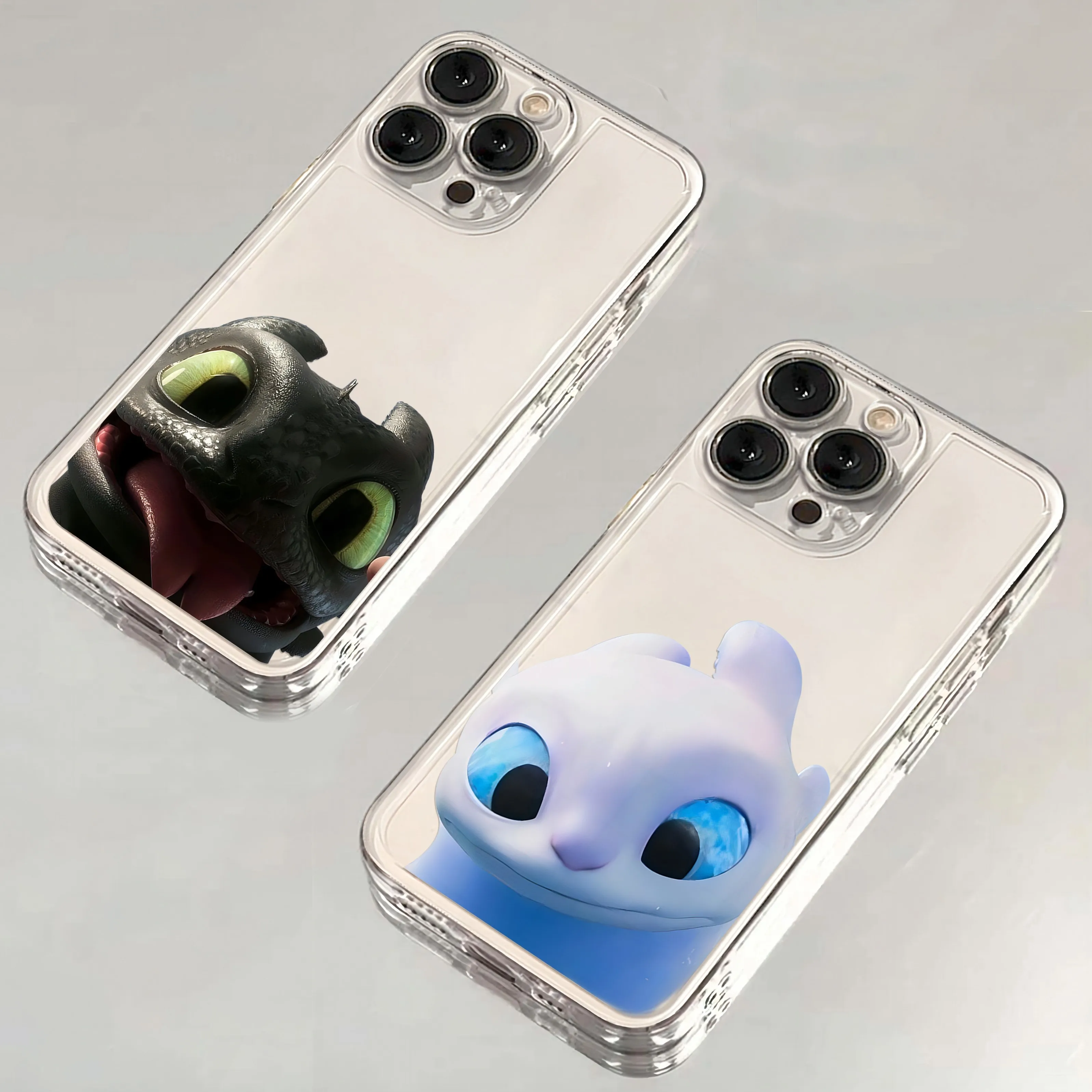 Lovely couple Toothless Fury Dragon Phone Case For iPhone 16 15 14 13 12 11 Mini Pro Max X XR XSMax 7 8 Plus SE20 Transparent